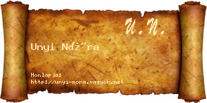 Unyi Nóra névjegykártya